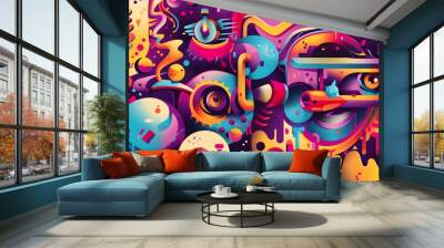 A vivid depiction of technology's essence through abstract expression. Wall mural