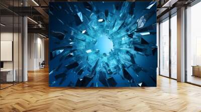 Shattered glass with blue theme illustration. Wall mural