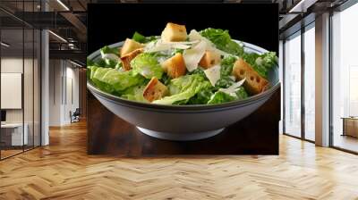 Traditional caesar salad consisting of parmesan cheese, croutons, and lettuce. salad with Caesar dressing. Delicious vegetarian recipe for a cookbook. menu for diet and fitness. top view. Wall mural