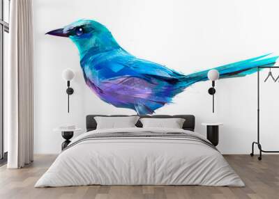 isolated painted sitting bird Jay Wall mural