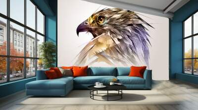 painted color head of the bird hawk Wall mural