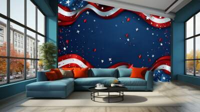 Happy USA Independence Day 4th Of July with an American flag Wall mural