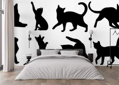 cat silhouette vector illustration collection. Wall mural