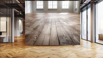 Home interior natural wood flooring, property real estate, carpenter wooden floor and handyman background. Wall mural