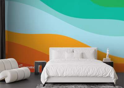 Abstract background design with summer color theme, with wavy patterns,Abstract summer wave background, Wall mural