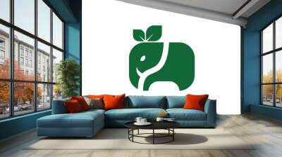 creative elephant and leaf logo, with a modern concept Wall mural