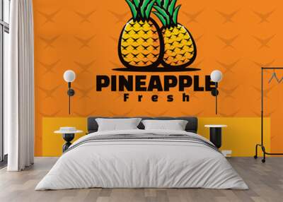 Pineapple fresh logo illustration Wall mural