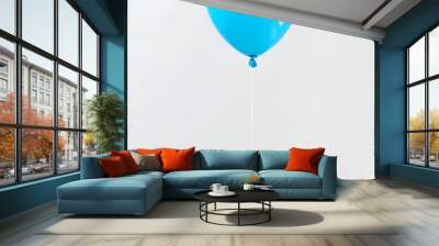  one blue balloon floating on white background Wall mural