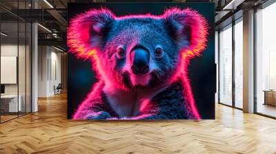 Amazingly Detailed Koala neon light Image Featuring Its Fluffy Ears and Gentle Expression Wall mural