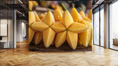 Stunning high-resolution close-up of a fresh and juicy Carambola fruit photo Wall mural