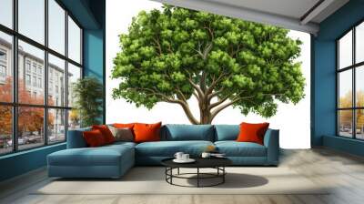 Artistic illustration of a dense, lush green tree with intricate branches and leaves, symbolizing growth and nature. Wall mural