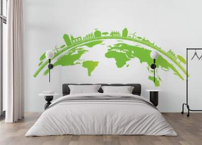 Ecology.Green cities help the world with eco-friendly concept ideas.vector illustration Wall mural