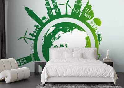 Energy ideas save the world concept Power plug green ecology Wall mural