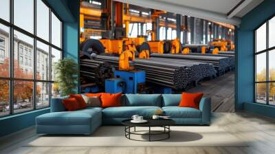 Industrial Steel Manufacturing at Modern Factory Wall mural