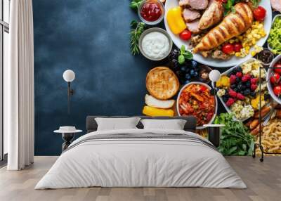 Seasonal Dining Arrangement with Fresh Food Options Wall mural