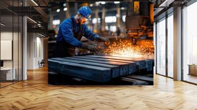 Sparks Fly in Steel Manufacturing Process Wall mural