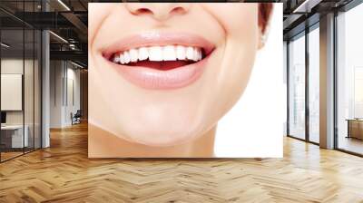 Beautiful wide smile of young fresh woman with great healthy whi Wall mural