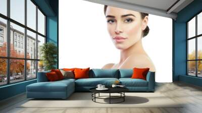 Beauty portrait of young woman with beautiful healthy face, stud Wall mural