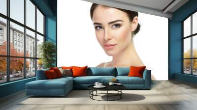 Beauty portrait of young woman with beautiful healthy face, stud Wall mural