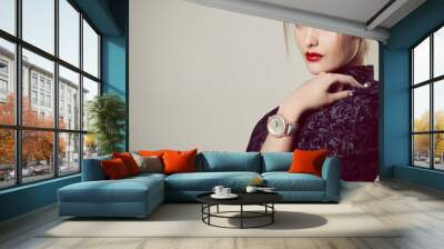 fashion girl, portrait of young glamour luxury fashionable woman Wall mural