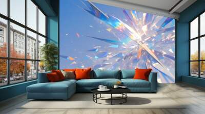 3D geometric prisms with light refraction effects, colorful abstract Wall mural