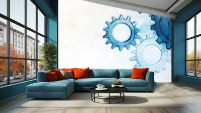 An abstract image featuring colorful gears, symbolizing innovation, technology, and mechanical processes in a vibrant, artistic style. Wall mural