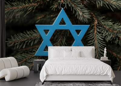 Blue Star Decoration for Hanukkah Celebrations Wall mural