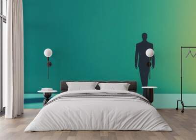 Dark silhouettes casting long shadows over a vibrant figure, illustrating negative impact, 3D illustration Wall mural