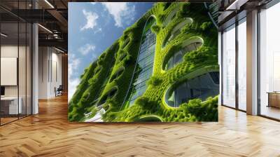 Eco-friendly office building with green design, futuristic, sleek architecture, high tech, Wall mural