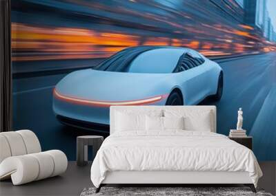 Futuristic Electric Vehicle Concept on the Road Wall mural