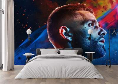 top scorer spotlight, dramatic portrait, hero journey Wall mural