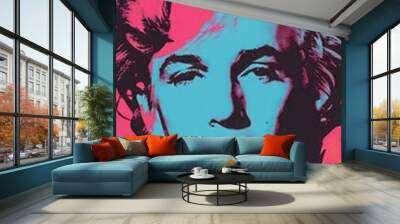 Vibrant Pop Art Portrait with Geometric Shapes Wall mural