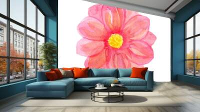 Watercolor hand drawn illustration of pink flower Wall mural