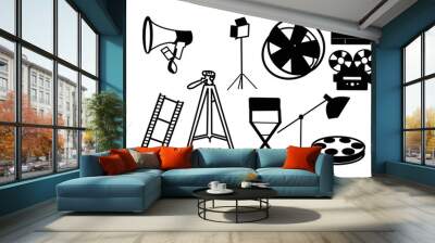 Movie Seat Film Speaker Movie tool doodle organic line hand drawn
 Wall mural