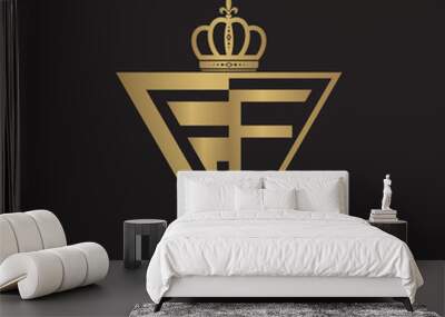 initial two letter half logo triangle gold Wall mural