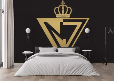 initial two letter half logo triangle gold Wall mural