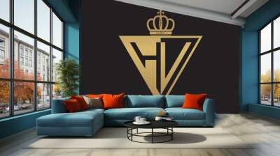 initial two letter half logo triangle gold Wall mural