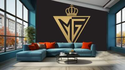 initial two letter half logo triangle gold Wall mural