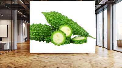 bitter gourd with sliced isolated on white background Wall mural