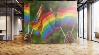 LGBT, pride, rainbow flag as a symbol of lesbian, gay, bisexual, transgender, and queer pride and LGBTQ social movements in June month Wall mural