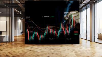 Businessman hand forex trading financial stock market by graph and economic technology investment charts. Wall mural