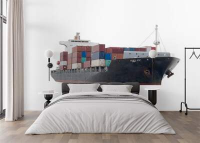 cargo ship white background Wall mural