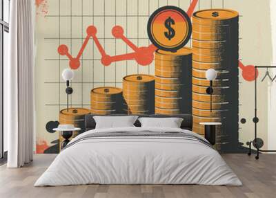 coins and graph Wall mural