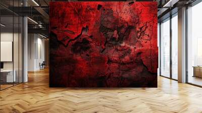 abstract red background with black grunge background texture in modern art design layout, Dark Red horror scary background. Dark grunge red texture concrete. Dark grunge red concrete. Wall mural