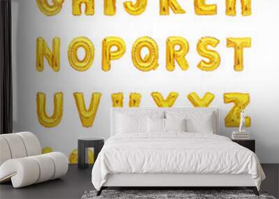 set of gold capital A-Z alphabet balloon isolated on white Wall mural