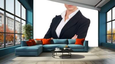 Portrait, corporate and arms crossed with a woman lawyer isolated on a transparent background for legal advice. Business, law and a professional female attorney in a suit on PNG for judicial work Wall mural