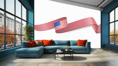 American flag wavy abstract background. Vector illustration. Wall mural