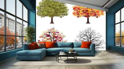 different seasons of art tree. vector Wall mural