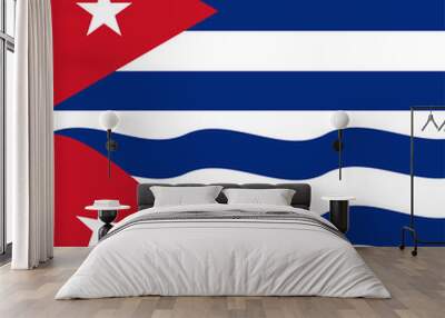 Flat and waving Cuban Flag. Vector Wall mural