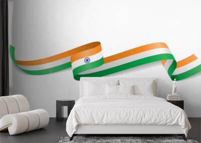 Indian flag wavy abstract background. Vector illustration. Wall mural